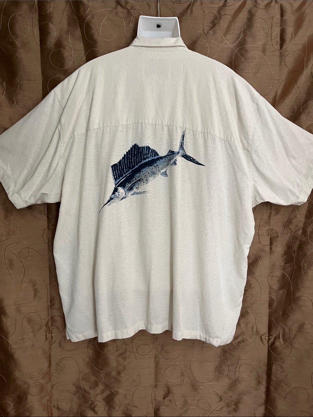 Bugle Boy Classics XXL Silk Rayon Sailfish Fishing Camp Shirt Coastal 90s